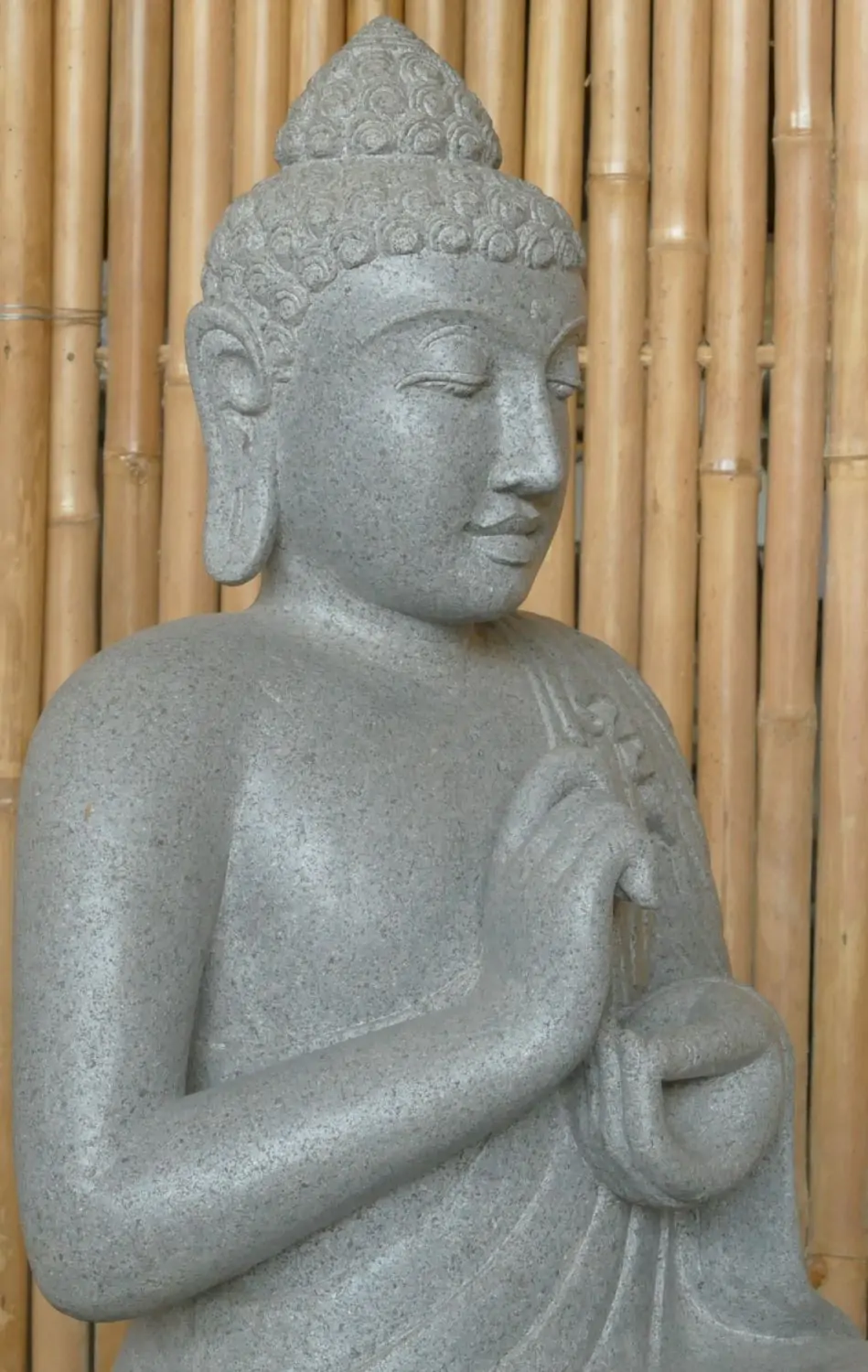  Product image 3 of the product “Seated Buddha made of Riverstone, position Dharmachakra , H. 71cm. ”